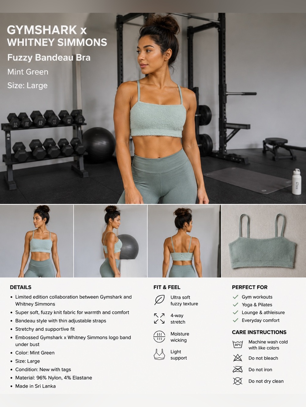 Women’s Mint Green Fuzzy Bralette Top -